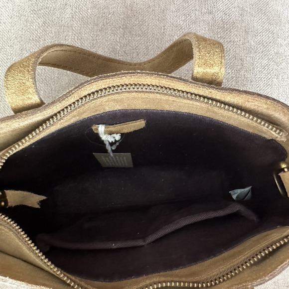 Madewell The Zip Top Transport Suede Tote Bag Tan Everyday Sustainable Leather - Picture 5 of 10